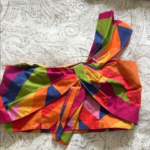 Colorful Geometric One-Shoulder Top